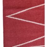 Minimalist Diamond Rectangular Wool Rug, Red Geometric Wool Area Rug, Modern Zig-Zag Bedroom Area Rug view 4