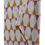 Modern Colorful Wool Rug – Geometric Pattern Bedroom Rug, Mustard Yellow & Pink Triangle Rug for Living Room view 2