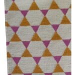 Modern Colorful Wool Rug – Geometric Pattern Bedroom Rug, Mustard Yellow & Pink Triangle Rug for Living Room view 4