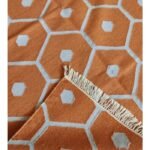 Rust Orange and White Geometric Wool Area Rug, Modern Geometric Cotton Wool Rug – Boho Bedroom Area Rug view 2