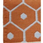 Handwoven Rust Orange Honeycomb Wool Rug for Nursery and Guest Room, Area Rug for Boho Living Room Decor view 4
