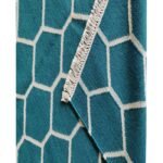 Handwoven Cotton Wool Kilim Rug, Teal Blue Wool Kilim Area Rug for Living Room and Bedroom view 2