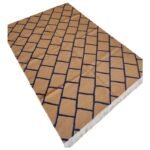 Modern Geometric Lattice Rectangular Wool Area Rug, Beige/Blue Bedroom Area Rug, Grid Pattern for Living Room view 5