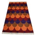 Handwoven Premium Cotton Wool Blend Rug – Scalloped Art Deco Design, Geometric Area Rug for Modern Living Room view 3