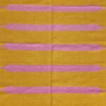 Yellow and Pink Striped Wool Kilim Rug | Geometric Flatweave Area Rug for Living Room & Nursery | Boho Home Decor view 7