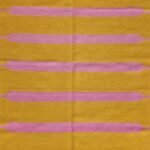 Yellow and Pink Striped Wool Kilim Rug | Geometric Flatweave Area Rug for Living Room & Nursery | Boho Home Decor view 1