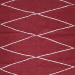 Minimalist Diamond Rectangular Wool Rug, Red Geometric Wool Area Rug, Modern Zig-Zag Bedroom Area Rug view 8
