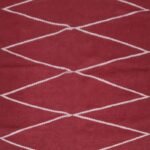 Minimalist Diamond Rectangular Wool Rug, Red Geometric Wool Area Rug, Modern Zig-Zag Bedroom Area Rug view 1