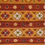 Multicolor Geometric Cotton Wool Rug – Boho Bedroom Area Rug, Kilim Style Striped Area Rug – Orange & Red Geometric Wool Rug view 7