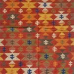 Multicolor Kilim Style Cotton Wool Rug – Boho Rectangular Bedroom Area Rug, Kilim Area Rug for Dining Room view 7