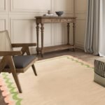 5×8 Beige and Green Wavy Edge Wool Kilim Area Rug – Rectangular Scalloped Flatweave for Kids Room & Home Office view 5
