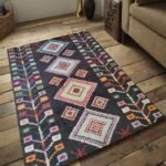 Modern Moroccan Wool Area Rug, Handwoven Moroccan Wool Rug for Living Room & Bedroom view 2