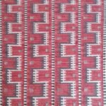 Red Geometric Navajo-Inspired Wool Flat Weave Rug, Striped Bohemian Kilim Area Rug, Tribal Cotton Wool Accent Rug view 1