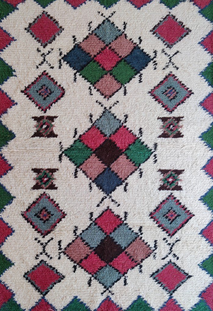 Moroccan Diamond Pattern Wool Area Rug