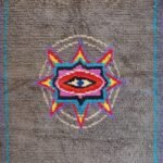 Luxury Handwoven Moroccan Wool Rug – Charcoal Gray Compass Star Design for Living Room & Bedroom view 10