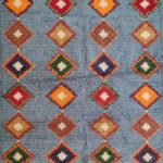 Handmade Moroccan Wool Rug – Sky Blue Diamond Pattern Boho Area Rug, Custom Size Available view 3