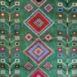 Diamond Pattern Geometric Shag Carpet, Emerald Green Carpet for Hallway & Bedroom, Bohemian Green Moroccan Carpet view 3