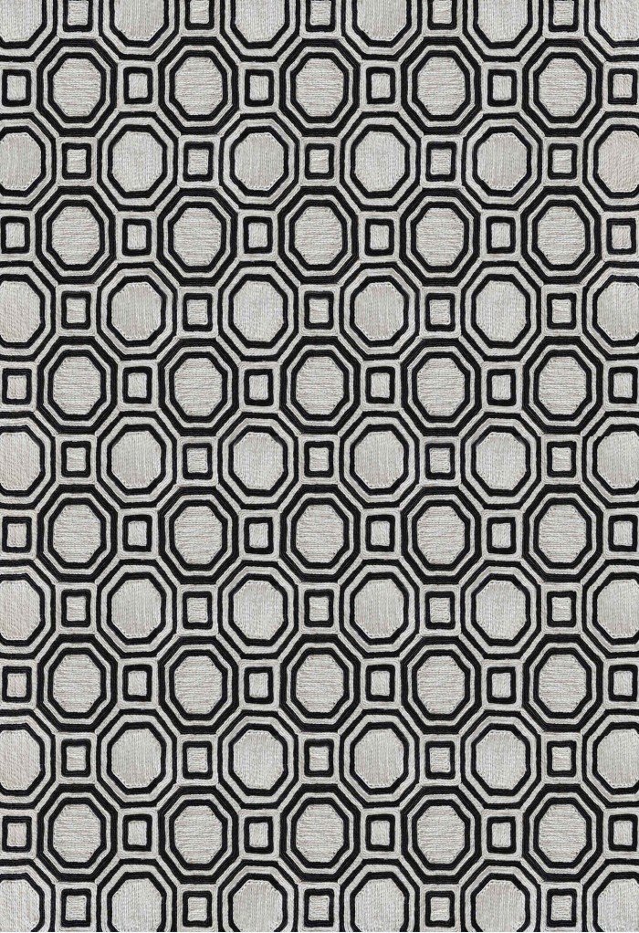 Black and Cream Geometric Jute Rug | Hand Braided Octagon Trellis Area Rug, Modern Minimalist Living Room Decor, Neutral Woven Carpet