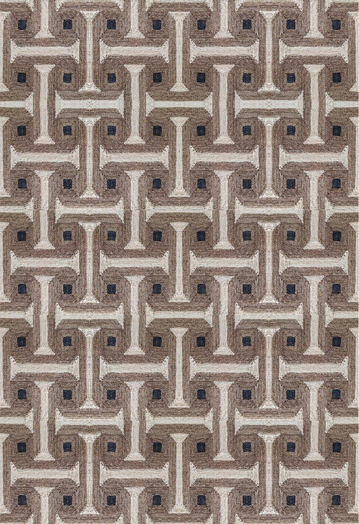 Hand Braided Trellis Jute Rug, Transitional Geometric Area Rug, Mid-Century Modern Room Decor, Natural Fiber Labyrinth Carpet