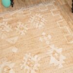 Handwoven Natural Jute & Cotton Area Rug with White Geometric Tribal Pattern, Eco-Friendly Natural Jute Cotton Reversible Rug view 9