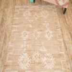 Handwoven Natural Jute & Cotton Area Rug with White Geometric Tribal Pattern, Eco-Friendly Natural Jute Cotton Reversible Rug view 8