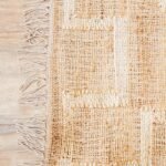 Handwoven Natural Jute & Cotton Area Rug with White Geometric Tribal Pattern, Eco-Friendly Natural Jute Cotton Reversible Rug view 7