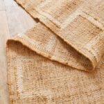 Handwoven Natural Jute & Cotton Area Rug with White Geometric Tribal Pattern, Eco-Friendly Natural Jute Cotton Reversible Rug view 2