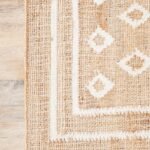 Handwoven Natural Jute & Cotton Area Rug with White Diamond Geometric Pattern, Eco-Friendly Cotton Jute Blend Rug view 10