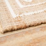 Handwoven Natural Jute & Cotton Area Rug with White Diamond Geometric Pattern, Eco-Friendly Cotton Jute Blend Rug view 8
