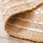 Handwoven Natural Jute & Cotton Area Rug with White Diamond Geometric Pattern, Eco-Friendly Cotton Jute Blend Rug view 2