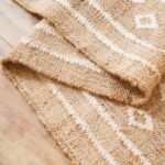 Handwoven Natural Jute & Cotton Area Rug with White Diamond Geometric Pattern, Eco-Friendly Cotton Jute Blend Rug view 5
