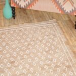 Handwoven Natural Jute & Cotton Area Rug with White Diamond Geometric Pattern, Eco-Friendly Cotton Jute Blend Rug view 4