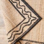 Handwoven Natural Jute Runner Rug with Black Wavy Border, Minimalist Jute Rug with Black Zig-Zag Border view 6