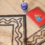 Handwoven Natural Jute Runner Rug with Black Wavy Border, Minimalist Jute Rug with Black Zig-Zag Border view 5