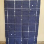 Navy Blue Grid Wool Area Rug, Rectangular Windowpane Rug for Living Room, Modern Minimalist Bedroom Decor view 9