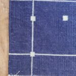 Navy Blue Grid Wool Area Rug, Rectangular Windowpane Rug for Living Room, Modern Minimalist Bedroom Decor view 7