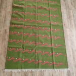 Modern Green and Pink Wavy Design Cotton Wool Area Rug for Living Room, Rectangular Accent Rug for Bedroom & Office view 7