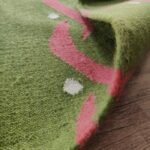 Modern Green and Pink Wavy Design Cotton Wool Area Rug for Living Room, Rectangular Accent Rug for Bedroom & Office view 2