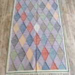 Multicolor Geometric Diamond Area Rug – Cotton Wool Blend Boho Rug for Living Room, Cozy Cotton Wool Blend Geometric Rug view 8