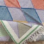 Multicolor Geometric Diamond Area Rug – Cotton Wool Blend Boho Rug for Living Room, Cozy Cotton Wool Blend Geometric Rug view 6
