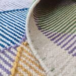 Multicolor Geometric Diamond Area Rug – Cotton Wool Blend Boho Rug for Living Room, Cozy Cotton Wool Blend Geometric Rug view 2