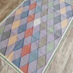 Multicolor Geometric Diamond Area Rug – Cotton Wool Blend Boho Rug for Living Room, Cozy Cotton Wool Blend Geometric Rug view 4