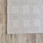 Neutral Beige Handloom Rug | Cream Cotton Wool Flatweave | Minimalist Geometric Area Rug | Textured Woven Floor Mat | Custom Size view 9
