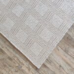 Neutral Beige Handloom Rug | Cream Cotton Wool Flatweave | Minimalist Geometric Area Rug | Textured Woven Floor Mat | Custom Size view 8
