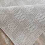 Neutral Beige Handloom Rug | Cream Cotton Wool Flatweave | Minimalist Geometric Area Rug | Textured Woven Floor Mat | Custom Size view 7