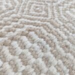Neutral Beige Handloom Rug | Cream Cotton Wool Flatweave | Minimalist Geometric Area Rug | Textured Woven Floor Mat | Custom Size view 5