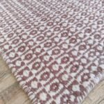 Dusty Rose Geometric Handloom Rug | Mauve Cotton Wool Flatweave | Boho Earthy Living Room Carpet | Handwoven Kilim Mat | Custom Size view 4