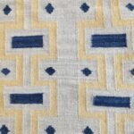 Geometric Blue & Cream Wool Area Rug for Living Room, Boho Geometric Rectangular Area Rug in Cotton Wool view 8