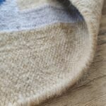 Geometric Blue & Cream Wool Area Rug for Living Room, Boho Geometric Rectangular Area Rug in Cotton Wool view 7