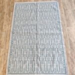 Aqua and Cream Geometric Cotton Wool Rug, Rectangular Trellis Area Rug for Living Room and Nursery view 11